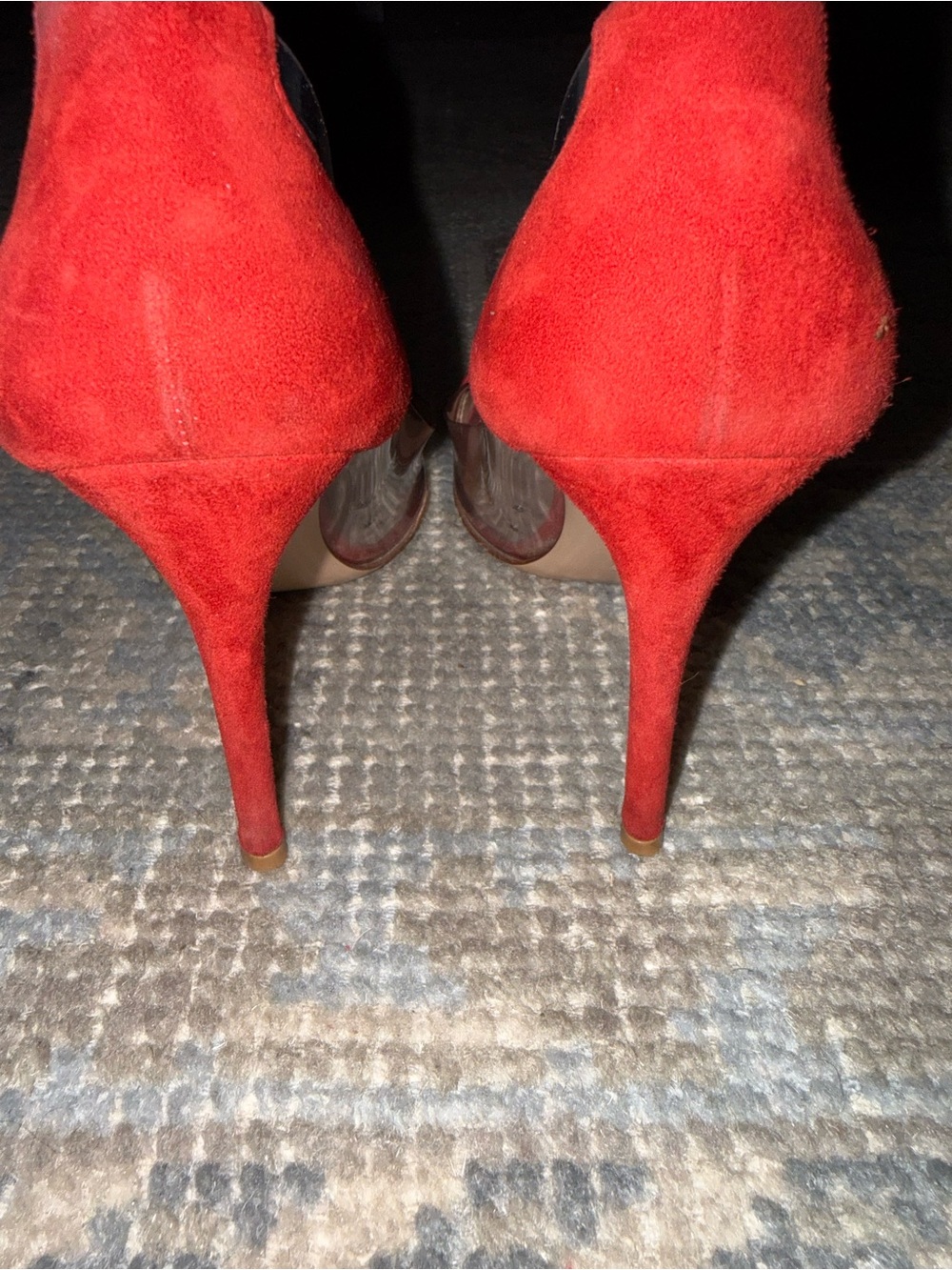 GIANVITO ROSSI PLEXI Red Pointed-Toe Clear-Panel Pumps - Women's - Picture 3 of 5